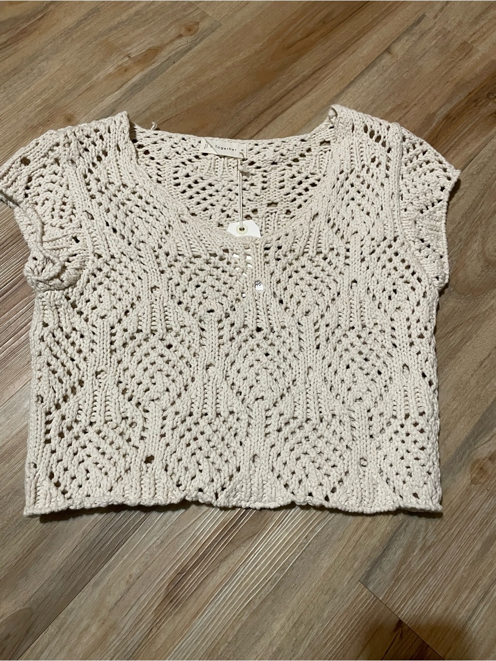 By Together Cream Crochet Crop Top